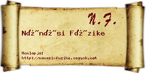 Nánási Füzike névjegykártya